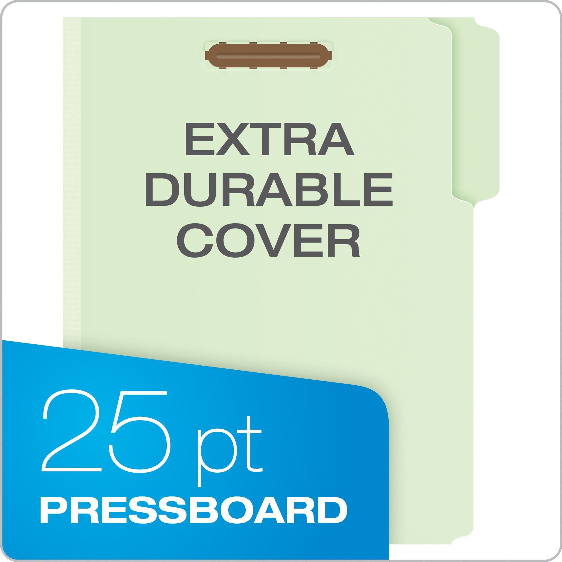 Pendaflex Pressboard Folders 2 Fasteners 2" Expansion 1/3 Tab Letter Green 25/Box 17181