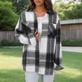 thumbnail image 5 of Jxximdong Fashion Coat for Women, Plush Coat Long Sleeve Plaid with Pocket Loose Coat, Women's Coats Black, 5 of 8