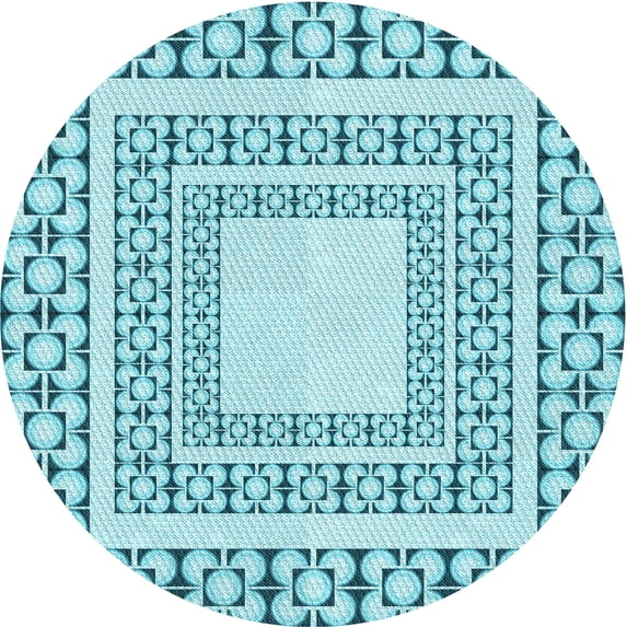 Ahgly Company Indoor Round Patterned Tron Blue Area Rugs, 7' Round