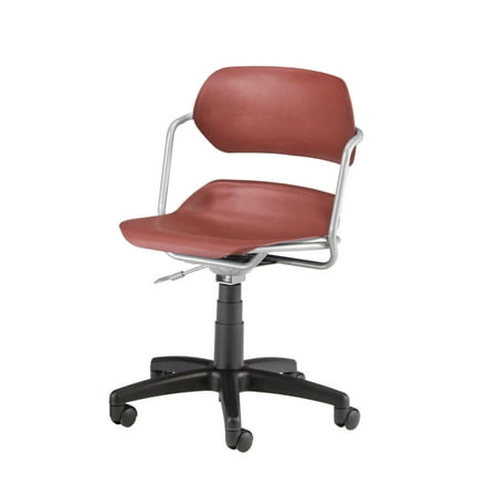 Slvr Series - 200-SLVR-WINE Office Furniture 250 lb Capacity Martisa Series SILVER tubular steel frame Armrest Swivel WINE SEAT Plastic Chair