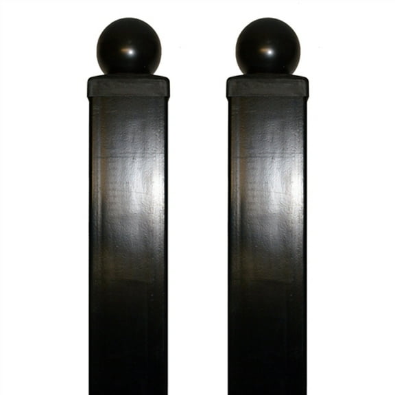 ALEKO Black Steel Gate Post 9' x 3.5" x 3.5" for Dual Swing Driveway Gates - Set of 2