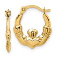 thumbnail image 1 of Quality Gold TC1007 14K Yellow Gold Claddagh Hoop Earrings, 1 of 1