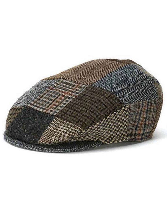 Vintage Tweed Patch Cap, Hanna Hats of Donegal, Ireland, Medium