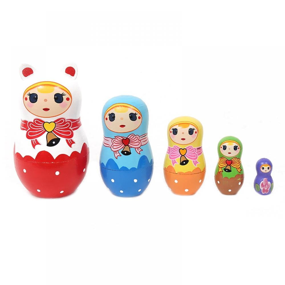Santa Kids Toys Russian Nesting Dolls Wooden Handmade Matryoshka 