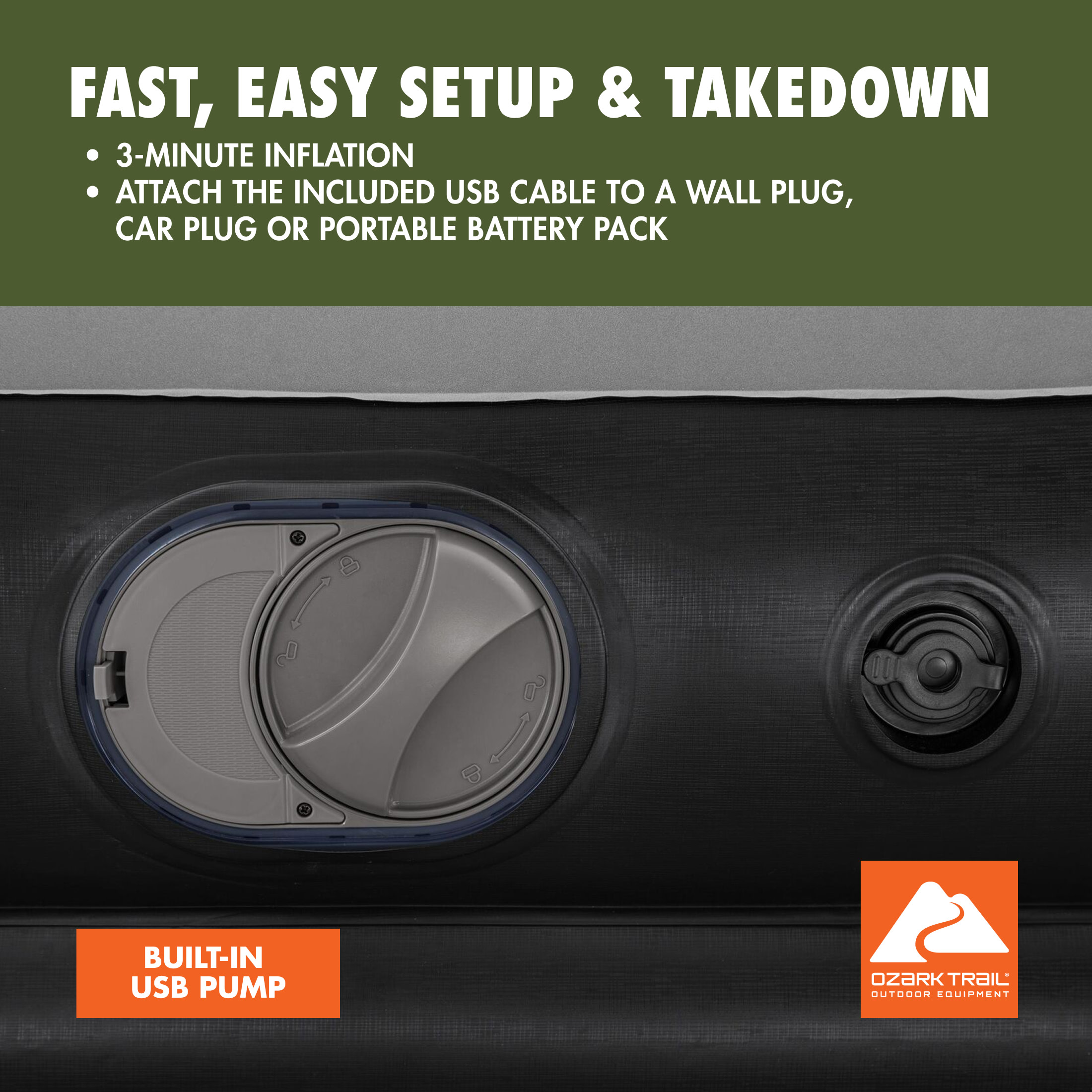 Colchón inflable de 13 pulgadas Ozark Trail con bomba USB integrada 3
