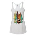 thumbnail image 2 of Wild Bobby, Trippy California Redwoods Forest Fox Silhouette | Womens Fashion Premium Tri-Blend Racerback Tank Top, Heather White, Small, 2 of 4