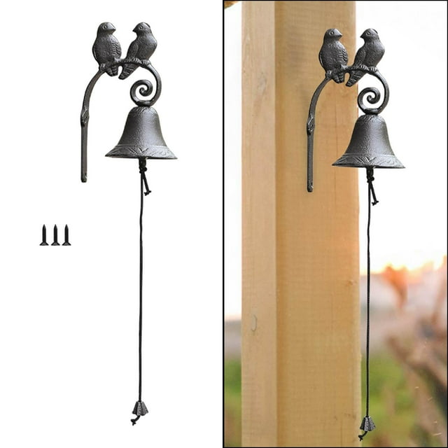 Campana de hierro fundido Macarena timbre rústico antiguo montado en la pared para jardín exterior