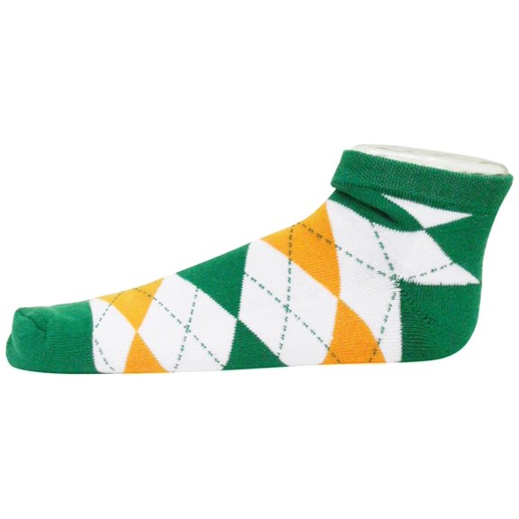 Irish St Patrick's Day Argyle No Show Footie Socks - Donegal Bay - Unisex - One Size - No-Show