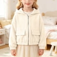 thumbnail image 6 of RYRJJ Corduroy Hoodies Jacket for Girls Child Kids Zip Up Cropped Hooded Sweatshirt Vintage Fall Casual Long Sleeve Outwear with Pockets, 6 of 9