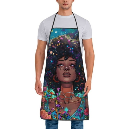 

Matuu Cosmic Garden Woman Portrait for Cooking Apron for Men and Women Adjustable Strap and Waist Ties for Baking Cooking Gardening