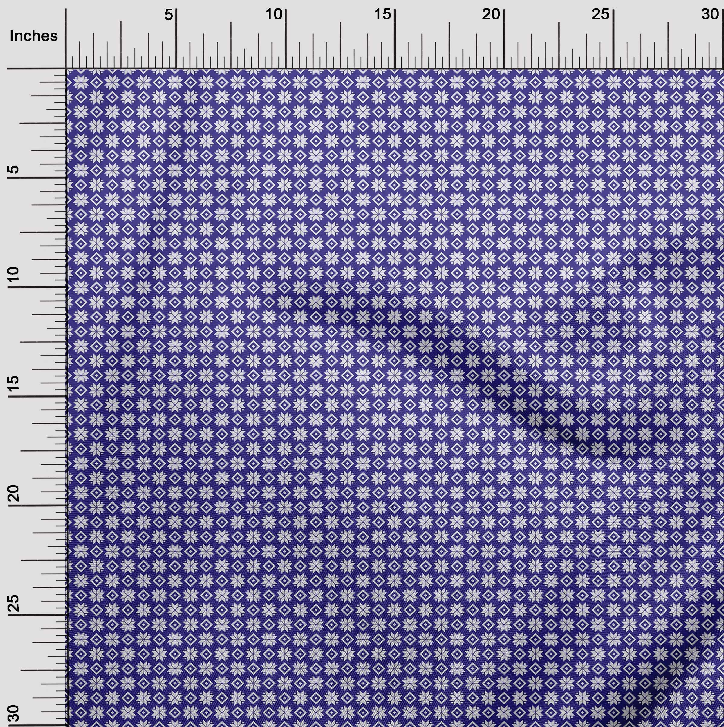 oneOone Cotton Poplin Indigo Blue Fabric Christmas Sewing Material Print Fabric By The Yard 56 Inch Wide