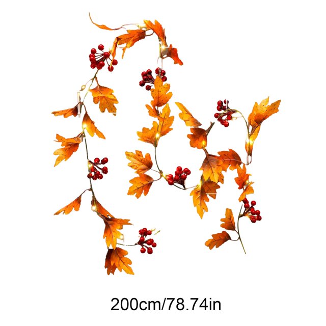 Decoraciones de Halloween, adornos de Halloween, regalos de Halloween, luces de hoja de arce de 2 m y 20 luces, luces de Halloween, decoraciones de caja de batería, enredaderas de hoja de arce colgant