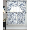 thumbnail image 3 of Blue Bird Flower Swag Valance and Tier Curtains 24'' Length Set, Retro Tree Branch Floral Fall Winter Light Filtering Kitchen Curtains, Tier Curtain Valances for Bathroom/Living Room/Bedroom/Café, 3 of 6