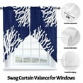 thumbnail image 5 of Swag Curtains Valances for Windows, Navy Blue Coral Short Kitchen Window Curtains Over Sink, Coastal Ocean White Cafe Curtains Panel Set Of 2,Rod Pocket, 36 Inches Length, 5 of 8