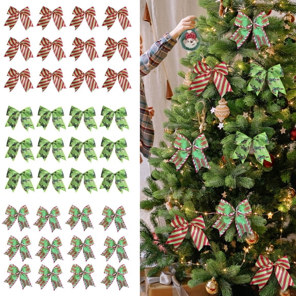 WDOBM Christmas Decorative Bows, Decorative Holiday Bow Gift Wrapping Scene Decor, Christmas Tree Bow, Satin Christmas Bows for Home Decor Indoor