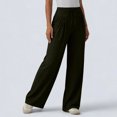 thumbnail image 5 of Women's High Waisted Wide Leg Pants Casual Pleated Palazzo Trousers Loose Fit Straight Leg Lounge Pants with Drawstring and Pockets, 5 of 5