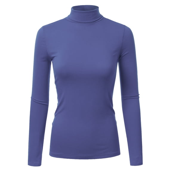 Doublju Women's Long Sleeve Turtleneck Lightweight Pullover Top Sweater with Plus Size