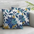 thumbnail image 3 of Fenyluxe Navy Blue Summer Outdoor Pillow Covers Aqua Teal Mustard Yellow Dahlia Floral Decor Throw Pillows Modern Geometry Flower Decorative Cushion Cases for Couch Bed Decorations 18x18in, 3 of 5