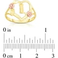 thumbnail image 2 of Floreo 10k Yellow Gold A-Z Letter Initial Ring with Heart and Rose Gold Flower Design, Sizes 4-9, 2 of 4