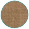 thumbnail image 3 of SAFAVIEH Natural Fiber Arbor Bordered Area Rug, Natural/Turquoise, 6' x 6' Round - Coastal Design, Natural & Turquoise, Seagrass, Ideal for Entryway, Kitchen, Living Room, Office, 3 of 13