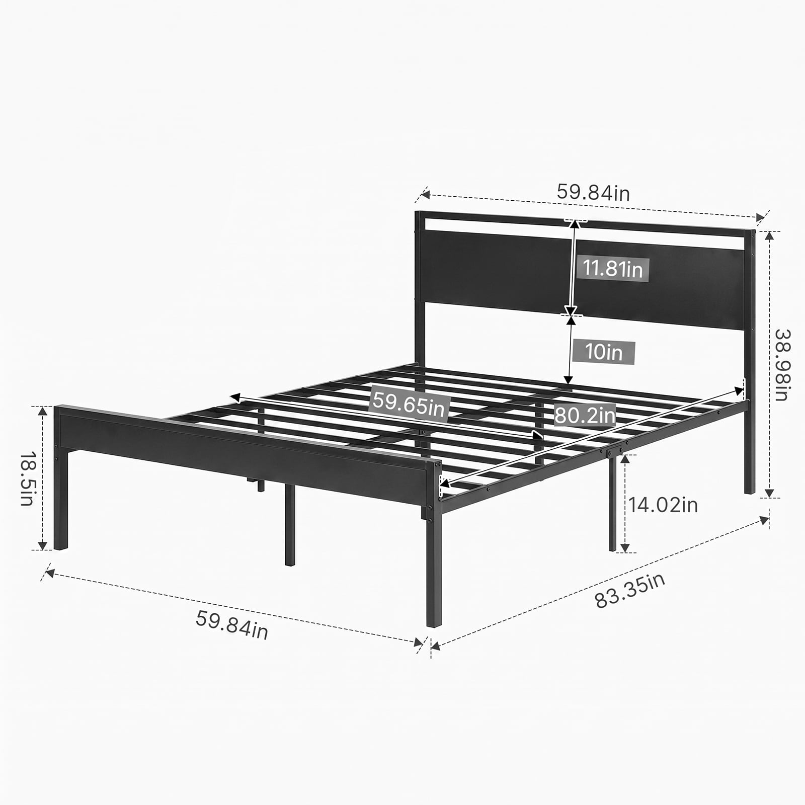 Alvantor Metal Platform Bed Frame, Mattress Foundation with Headboard and and Footboard, No Box Spring Needed Support, Noise Free, Easy Assembly