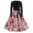 thumbnail image 6 of Christmas Dresses for Women Ladies' Christmas Printed Casual And Fashionable V-neck Long Sleeved Dress for Holiday Festive,Army Green,L, 6 of 7