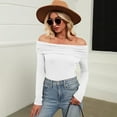 thumbnail image 7 of Perfectbot Womens Off Shoulder Tops Long Sleeves Sexy Slim Fit Shirts Casual Soft Gathered Blouse, 7 of 7