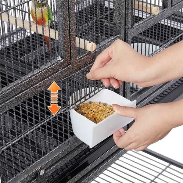 Yaheetech Stackable Divided Breeder Breeding Parakeet Bird Cage for Canaries Cockatiels Lovebirds Finches Budgies Small Parrots with Rolling Stand White 