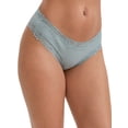 thumbnail image 3 of INSPIRE CHIC Women's Lace Trim Mid-Waisted Ribbed Briefs Seamless Comfortable Stylish Regular Fit Solid Panties L Light Green, 3 of 4