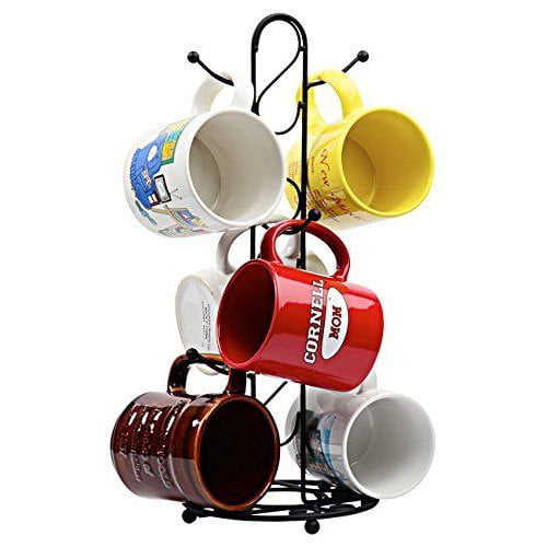 K-Cliffs Metal Coffee Cup Holder.  Kitchen Coffee Mug Tree for  Countertops,  Tea Cup Holder Stand in Color  Black