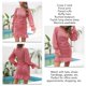 thumbnail image 5 of Vestido cruzado con cuello en V y manga larga con dobladillo con volantes y estampado floral Vestido ajustado con pliegues y puños acampanados de gasa para mujer Rojo XL, 5 of 6