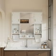thumbnail image 2 of VECELO Bathroom Mirror Cabinets, Wall Mounted Medicine Cabinet with Open Shelf and Towel Bars, Hanging Over Toilet Storage Cabinet, White, 2 of 6