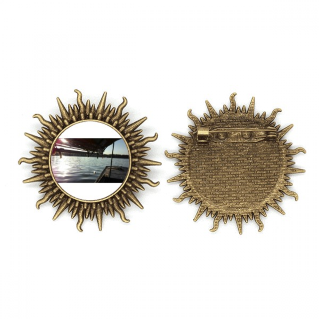 Pescador de luz Pin de gancho de metal vintage con forma de sol Unbranded M