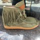 thumbnail image 2 of Women Moccasin Boots Flat Suede Fringed Ankle Booties Winter Warm Shoes Short, 2 of 8