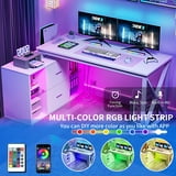 Dextrus L Shaped Desk with LED Light & Power Outlets, 55 Inch ...