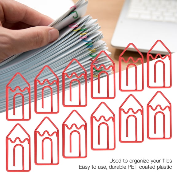 Ymiko Cute Paper Clip,Document Paper Clip,24Pcs Paper Clip Cartoon Special‑Shaped Pencil Shape Study Office Document Cute Pin