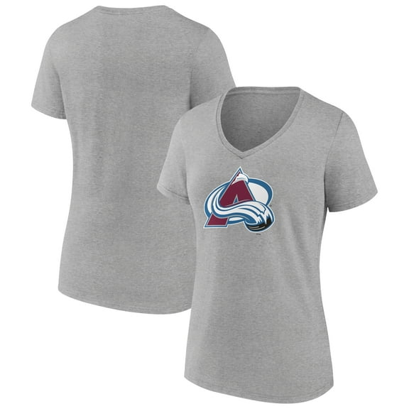 Women's Heather Gray Colorado Avalanche Primary Logo Team V-Neck T-Shirt