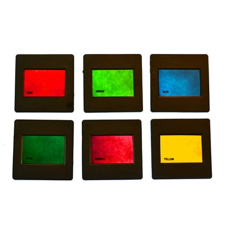 Eisco Labs RBG/CMY Mounted Color Filters, 2"x2" (50x50mm) - Red, Blue, Green, Cyan, Magenta, and Yellow