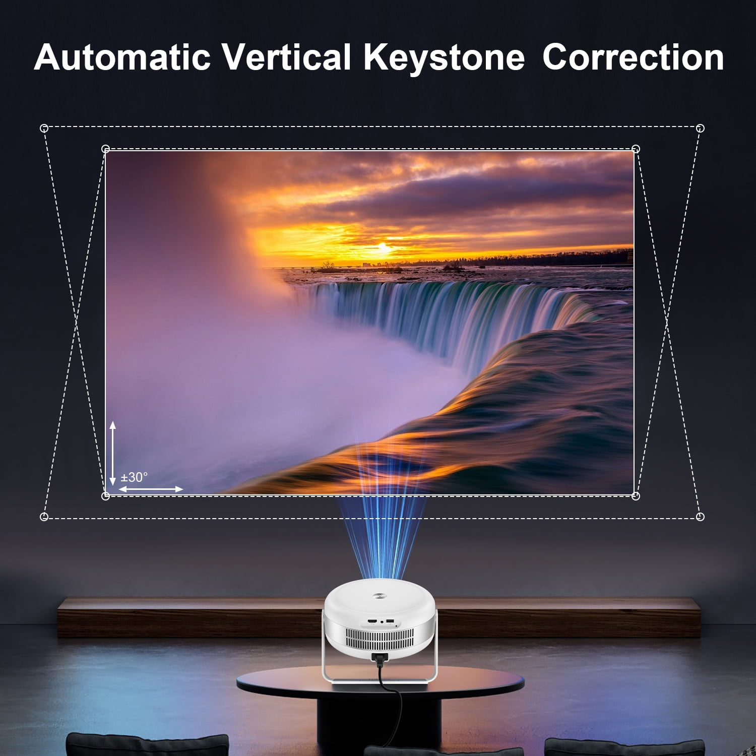 Projector,AILKIN Portable Mini Smart Projector 4K Outdoor Movie Home Theater,Remote Control Focus 5G 1280P with 130" Projector with Wifi and Bluetooth Compatible iOS/Android 12.0
