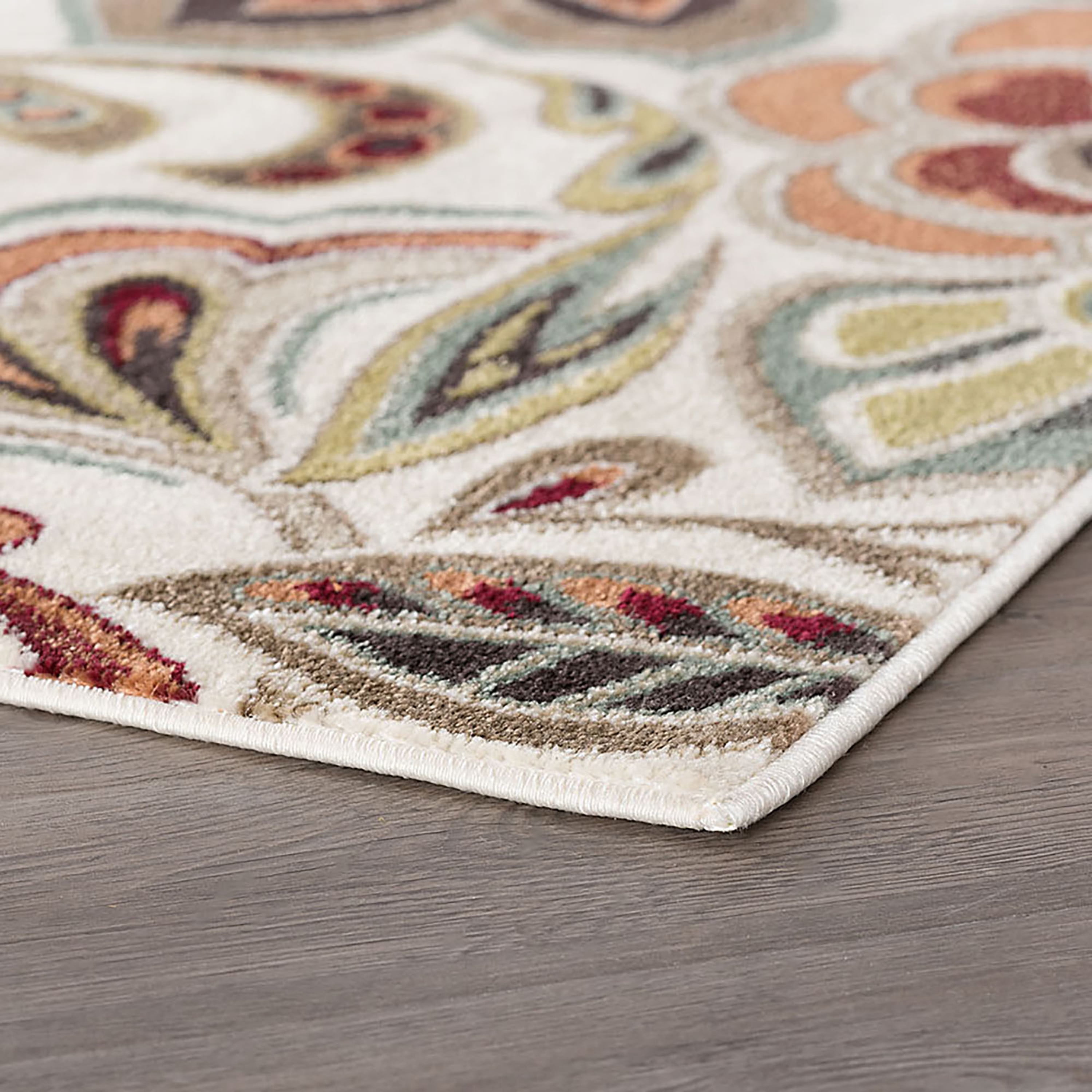 Deco Transitional 8' x 10' Ivory and Red Polypropylene Indoor Area Rug