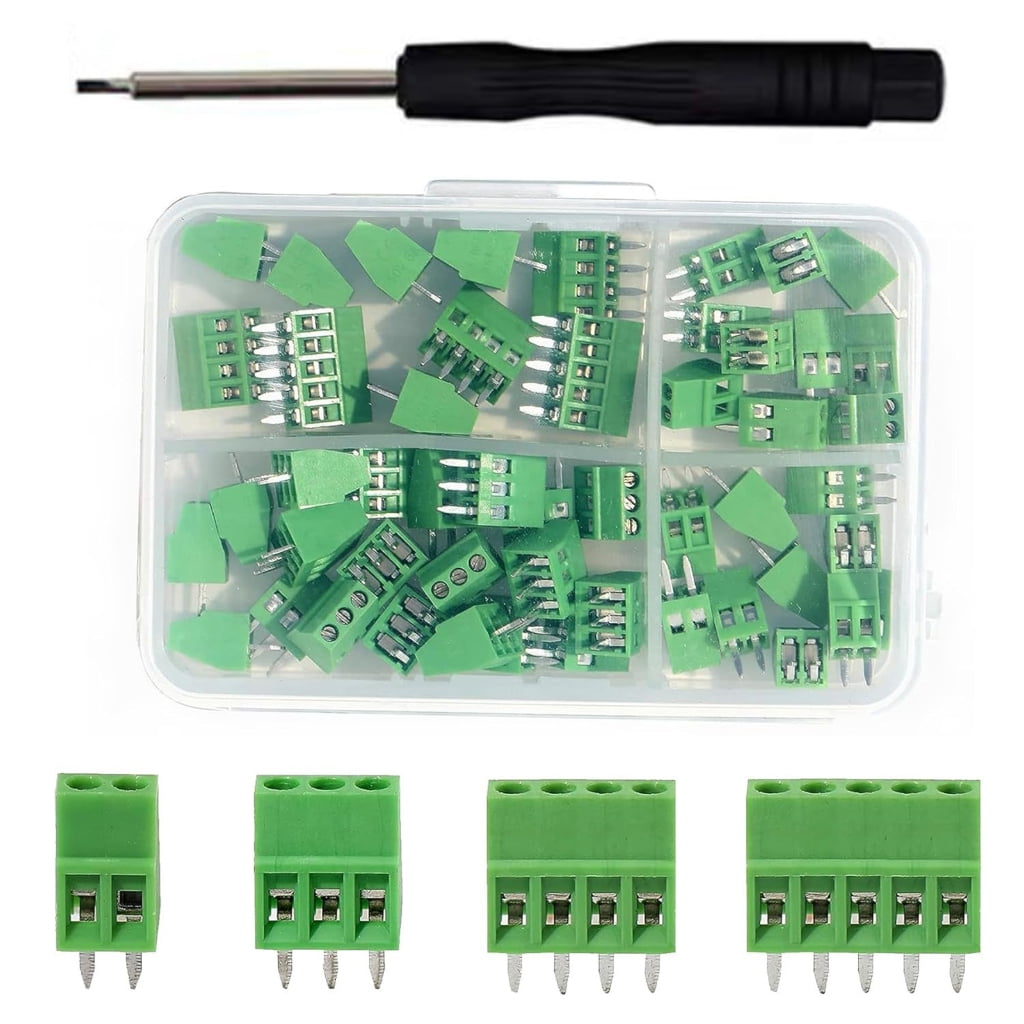 MOMOJIA 52Pcs 2/3/4/5P PCB Screw Terminals Block Wire Connector Circuit Board Connector