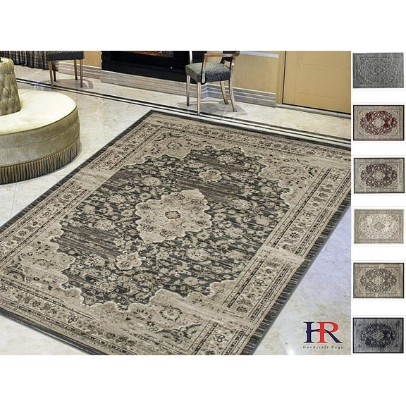 Handcraft Rugs-Gray/Ivory Persian Isfahan Floral Pattern Distressed – Modern Vintage Area Rug