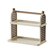 Multi-Layer Cup Storage Rack | Desktop Organizer for Kitchen & Office | Multi-Function Tea & Book Shelf | White, Black, or Green Plastic | 14" x 13" x 8"