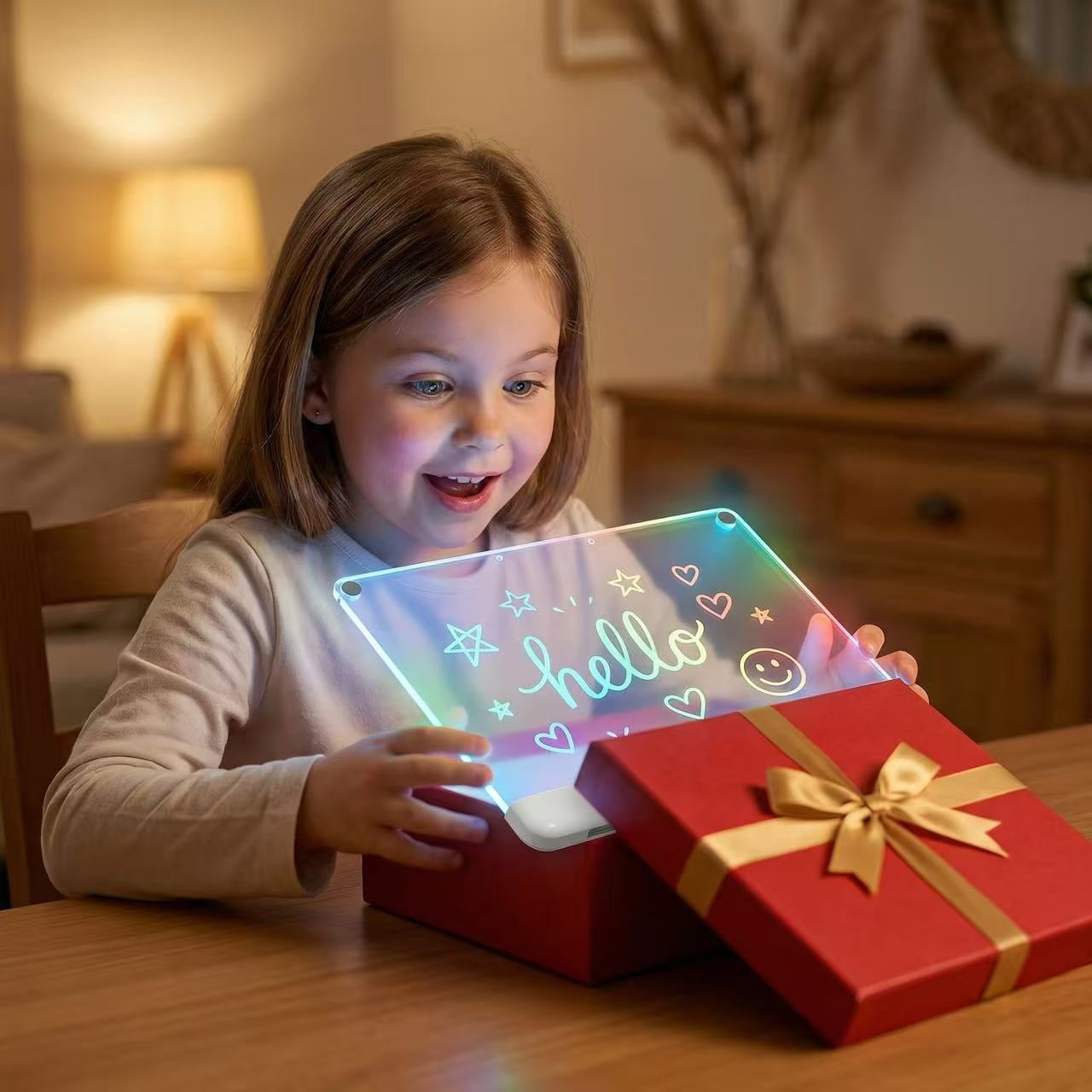 Vonieion 16 inch Rechargeable LED Drawing Board with 7 Markers & 10 Modes, Neon Art Dry Erase Light Up Drawing Pad with Built-in Stand, Sketching Gift Toy for Kids/Girls/Teens