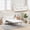 Beige, variant on 56.7" Pull Out Sleeper Loveseat Sofa Bed with a Fold-out Bed Frame, Full Size Mattress and 2 Cup Holders and Storage Armrests