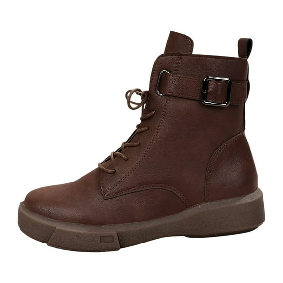 HBFAGFB Womens Fall Shoes Autumn Comfortable Lace up Ankle Boots Retro Leather Booties Brown Size 41