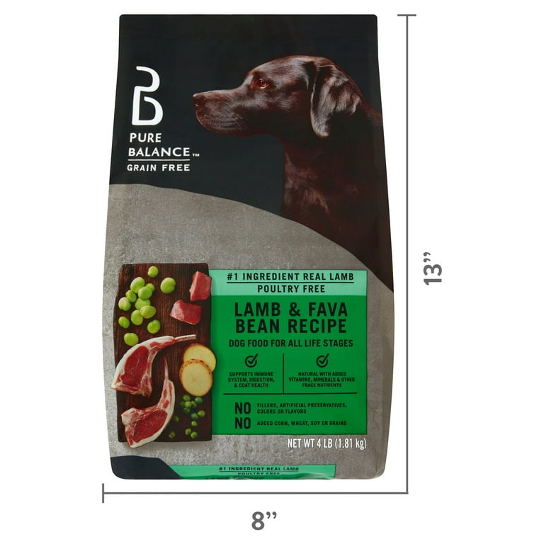 Pure Balance Lamb Fava Bean Recipe Dry Dog Food Grain Free 4 lbs