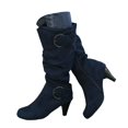 thumbnail image 3 of Women's Mid-Calf Boots - Autumn and Winter Fashion Suede Fine Heel Comfortable Solid Color Footwear for Women, 3 of 5