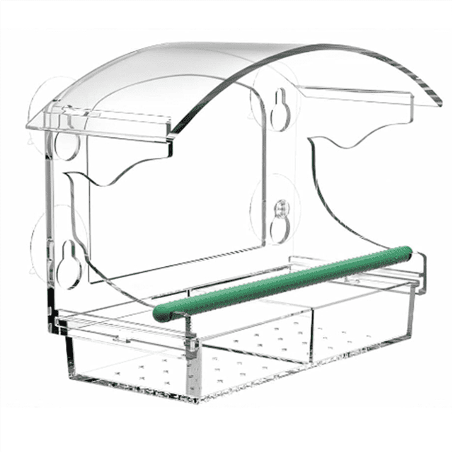 Window Bird Feeder with 4 Strong Suction Cups, Clear Window Bird Feeder for Outside, Acrylic Bird House for Window