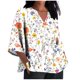 thumbnail image 3 of TaTaai Women's Roll Tab Sleeve Blouse, Printed V Neck Shirt, Linen Look Three Quarter Top for Casual Summer Gift, 3 of 5